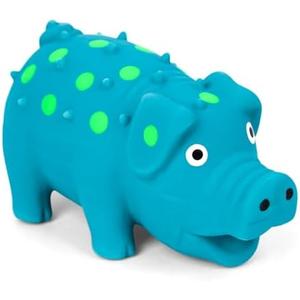 POPLAY Squeaky Latex Grunting Pig Dog Toy, 4 Inch Small Blue Prank Gifts Puppy Chew Toys Rubber Squeeze Gift for Dogs