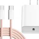 iPhone 16 15 Charger Fast Charging Type C 20W USB-C Block iPad Charger with Woven 6FT USB-C Cable Data Sync 60W for iPhone 16/16 Plus/16 Pro/16 Pro Max/iPhone 15/15 Pro Max/iPad mini/AirPods