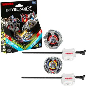 Beyblade X Transformers Collab Optimus Primal 3-60F vs. Starscream 3-80N Multipack Set with 2 Tops & 2 launchers; Battling Top Toys for 8 Year Old Boys & Girls