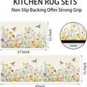 ButterflyFloral Mats for Kitchen Floor, Flower Anti Fatigue Kitchen Rugs Mats Sets of 2, Washable Cushioned Comfort Standing Runner Carpet Rug Floor Mat for Laundry Bedroom 15.7"×27.5" +15.7"×47"