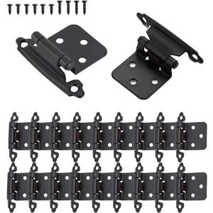 20 Pack Cabinet Door Hinges, Matte Black Self Closing Overlay Kitchen Hinges,Stainless Steel Screw Included (20 PCS(10 Pairs))