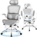 Ergonomic Office Chair, Adjustable High Back Desk Chair with Headrest Footrest 2D Lumbar Support - Executive Breathable Mesh Comfy Swivel Rolling Reclining Computer Task Chairs for Home Office Gaming