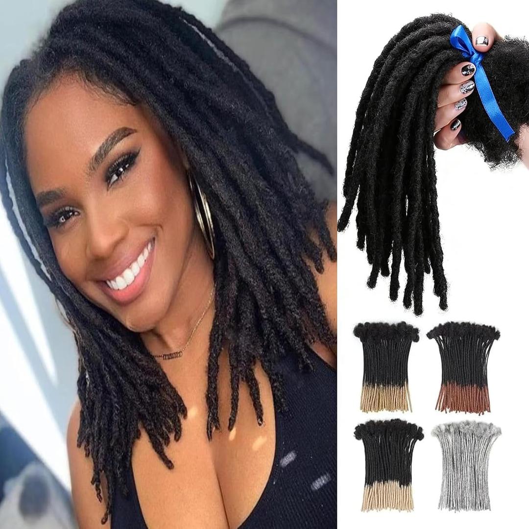 0.6cm Width Dreadlock Extensions 10 Inch 50 Strands 100% Permanent Human Hair Loc Extension Natural Black Curly Locs Human Hair Can Be Dyed Bleached Curled And Twisted