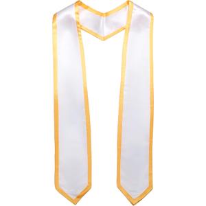 Ftyfty Unisex Adult Graduation Honor Stole Classic End With Trim 72" Long (White + Gold Trim, 72" Long)