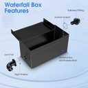 POPOSOAP 55W Solar Fountain Pump with Pond Waterfall Box, 304 Stainless Steel Pond Waterfall Spillway, Pond Spillway with 9.8FT PU Corrugated Tubing for Garden Water Features-P5552