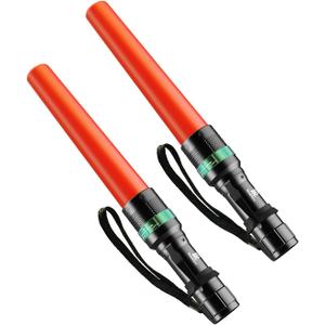 RoadHero 2 Pack Traffic Wand,11 Inch Flashlight Led Traffic Control Baton, Small Orange Safety Wands, Air Marshaling Wand with 5 Flashing Modes, Night Signal Light for Airport, Parking Directing
