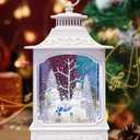 Large Christmas Snowman Snow Globe Light up Lantern with 8 Songs, 9.84" White Christmas Snow Globes for Kids Adults, 6H Timer & Dual Power, Snowglobes Christmas Decorations Indoor Silver Blue Snowman (Snowman Family 66)