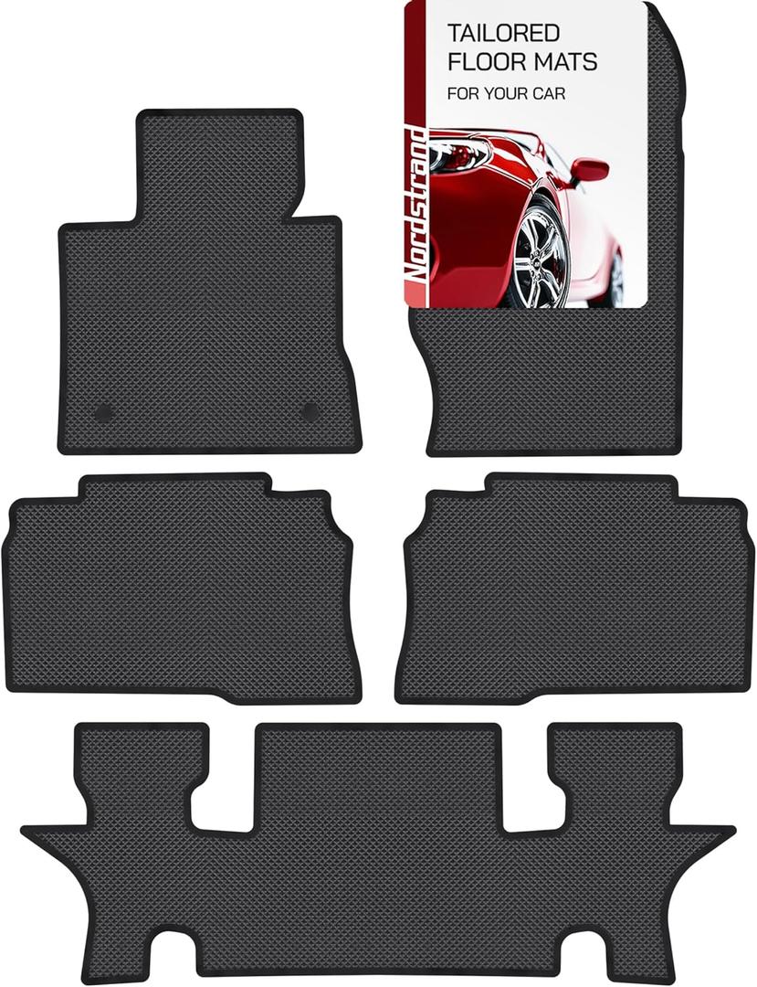 Floor Mats for 2019-2025 Ford Explorer - Tailored Fit for Ford Explorer 6 Seats - Front, 2nd & 3rd Row Set of 5 - Anti-Slip Backing - Heavy Duty TPE Mats - All Weather Car Liner