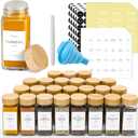 NETANY 23 Pcs Glass Spice Jars with Bamboo Lids, 4 oz Glass Jars with Minimalist Farmhouse Spice Labels Stickers, Collapsible Funnel, Seasoning Storage Bottles for Spice Rack, Cabinet, Drawer