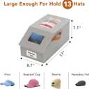 2 Pcs Extra Large Hat Organizer & Storage Box for Baseball Cap with Dual Clear Windows Dust-Proof Double Zipper, Stackable Design & Sturdy Handles for Closet, Grey