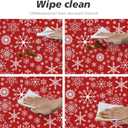 Christmas Winter Snowflakes Tablecloth with Elastic Edge, Round Table Cover Washable Reusable Xmas Red Table Cloths for Kitchen Dining Party, Medium (Fits 45-50 in)