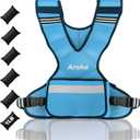 Adjustable Weighted Vest for Women & Men, 4-10lb/11-20lb/20-32lb Vest with 6 Ironsand Weights for Strength Training and Home Workout, Weight Vest with Reflective Strip for Running, Walking (Blue)