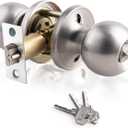 XIUDI Entry Door Knobs with Lock and Key,Ball Stainless Steel Keyed Door Lock,for Privacy Bedroom/Bathroom,Satin Nickel