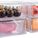 4 Pack Clear Stackable Storage Drawers, 3.95" H Easily Assemble Acrylic Organizer Bins - Multi-Use for Make up, Closet, Pantry, Bathroom, Medicine, Kitchen Cabinet & Undersink Organization