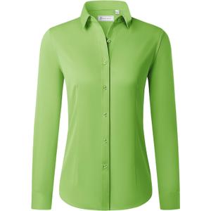 siliteelon Button Down Shirts for Women Long Sleeve Dress Shirts Wrinkle Free Collared Work Office Solid Blouses Tops