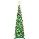 5 Ft Tinsel Christmas Tree with Timer 4 Modes 60 Warm White & Multi Color Change Lights 25 Ball Ornaments 3D Star Battery Operated Pop Up Artificial Tree Xmas Decoration Home Decor 