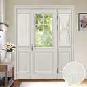 MIULEE Sidelight Door Curtains Set of 2 with Translucent Look Faux Linen Light Filter Window Sheers and Voile 25 Inches Wide by 40 Inches Long Ivory