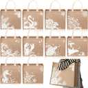 Coume 10 Pack Beach Burlap Tote Bags Bulk Large Beach Jute Tote Bags with Handles 14.2"x 12.6"x 7.5" for DIY Wedding Gift(White)