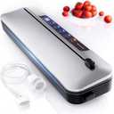 Vacuum Sealer Machine,75Kpa Precision Suction Power 6-in-1 Food Sealer with Digital Timer, Dry & Moist Food Modes, Compact Design with 10 Vacuum Bags & Bulit-in Cutter(Sliver)