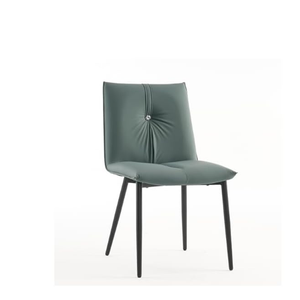 YOUTASTE Mid Century Modern Vanity Bench Set of 2 Upholstered Leather Side Chairs with Metal Legs for Kitchen, Living Room, Bedroom, Grayish Green