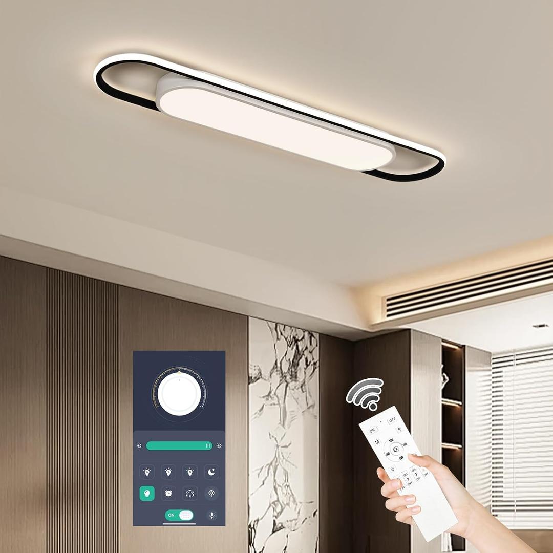 GBMEDZG 3Ft Smart LED Ceiling Lighting,50W High Brightness Linear Flush Mount Light Fixture,36.2" Dimmable Led Ceiling Lamp with Remote Control for Kitchen,Garage,Hallway,Laundry,Study Room.