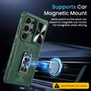 Caka for Samsung Galaxy S25 Ultra Case [Military Grade Protection] [Full Camera Lens Cover] [360Spin Stand] Heavy Duty Protective Hard Rugged Phone Cover with Kickstand Ring Holder - Green