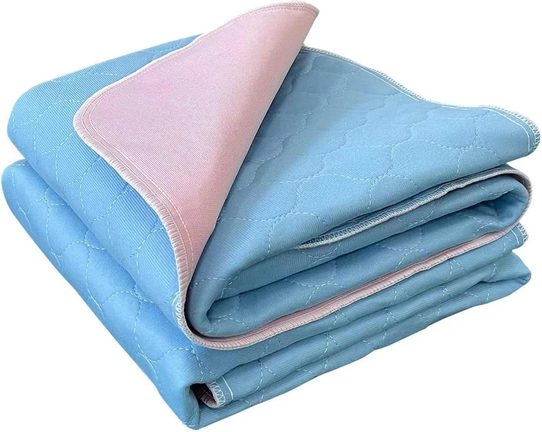 2PCS Reusable Underpads Large 34" x 52", Upgrade Cooling Waterproof Bed Pads with Fast Absorbent, Washable Pee Pads for Incontinence Elderly and Kids