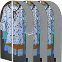 40'' Garment Bags - Pack of 3 Clear Hanging Clothes Storage Bags with Front Zipper and Transparent PEVA Material