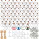 Bokon 25 Pack 1oz Plastic Mini Potion Bottles with Corks Spherical Small Sand Art jar Tiny Clear Ball Shape Liquor Bottles Bulk Wishing Vial for Birthday Halloween Party Favor DIY Crafts Gift (1.6x2 Inch, Round)