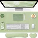 Bloss Leather Desk Mat and Keyboard Wrist Rest, Large Mouse Pad + Keyboard Pad+Mouse Wrist Support, Non-Slip Desk Mat Protector for St Patricks Day(31.515.7 Inches, Green)