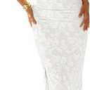 ZESICA Womens 2026 Summer Floral Strapless Maxi Dress Bodycon Side Slit Mesh Formal Cocktail Party Wedding Guest Long Dresses (White, M)