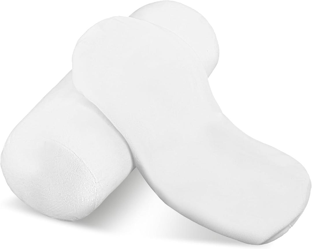 Bremorou Cervical Neck Roll Pillow Cover with Zipper Round Pillow Covers, Soft Bolster Pillowcases for Cylindrical Cushion, Neck Roll Pillow Case Only (16.14 X 5.9 Inch, White)