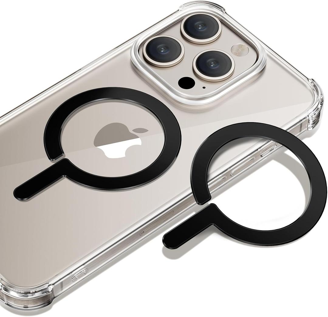 FlyCoco 2 Pack Magnetic Ring Compatible with MagSafe, Universal MagSafe Sticker, Magnetic Adapter Ring Wireless Charging for iPhone 15/14/13/12/11 and More, with 3M Adhesive, Black