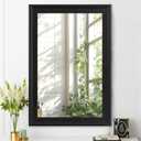 Black Wood Mirror for Bathroom,Rectangle Rustic 24 x 36 inch Vanity Mirror for Wall,Wooden Wall-Mounted Hanging Mirror for Entryway,Bedroom or Living Room