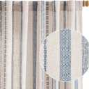 jinchan Linen Blend Boho Curtains for Living Room, 63 Inch Long Blue Printed on Beige Retro Farmhouse Bohemian Geometric Striped Drapes, Light Filtering Back Tab Curtains 2 Panels (50"W x 63"L (Pack of 2))
