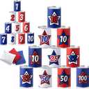 Libima 13 Pcs Festival Game Carnival Party Bean Bag Toss Sturdy Knockdown Outdoor Can Party Game with 10 Tin Cans and 3 Bean Bags for Outdoor and Indoor (Red White Blue,Independence Day)