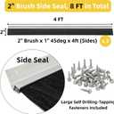 8 FT Garage Door Side Brush Seal, 2" High-Density Nylon Bristle with 45 Degree Pre-Drilled Aluminum Track, Single Side Jamb Weather Stripping for 8FT Tall Doors