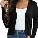 Cropped Cardigan Sweaters for Women Long Sleeve Button Down Open Front Bolero Shrugs for Dresses, XS (1-black)