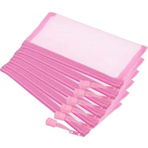 YOKIVE 6 Pack Mesh Cosmetic Bags, A6 Nylon Pencil Cases | Zipper Travel Organizers Makeup Pouch, Great for Home (Pink)