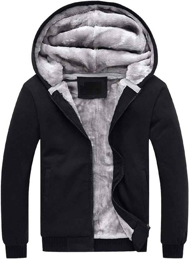 PUWEI Women's Winter Warm Fleece Jackets Thick Sherpa Lined Zip up Hoodies Heavyweight Sweatshirt Coat (X-Small, Black)