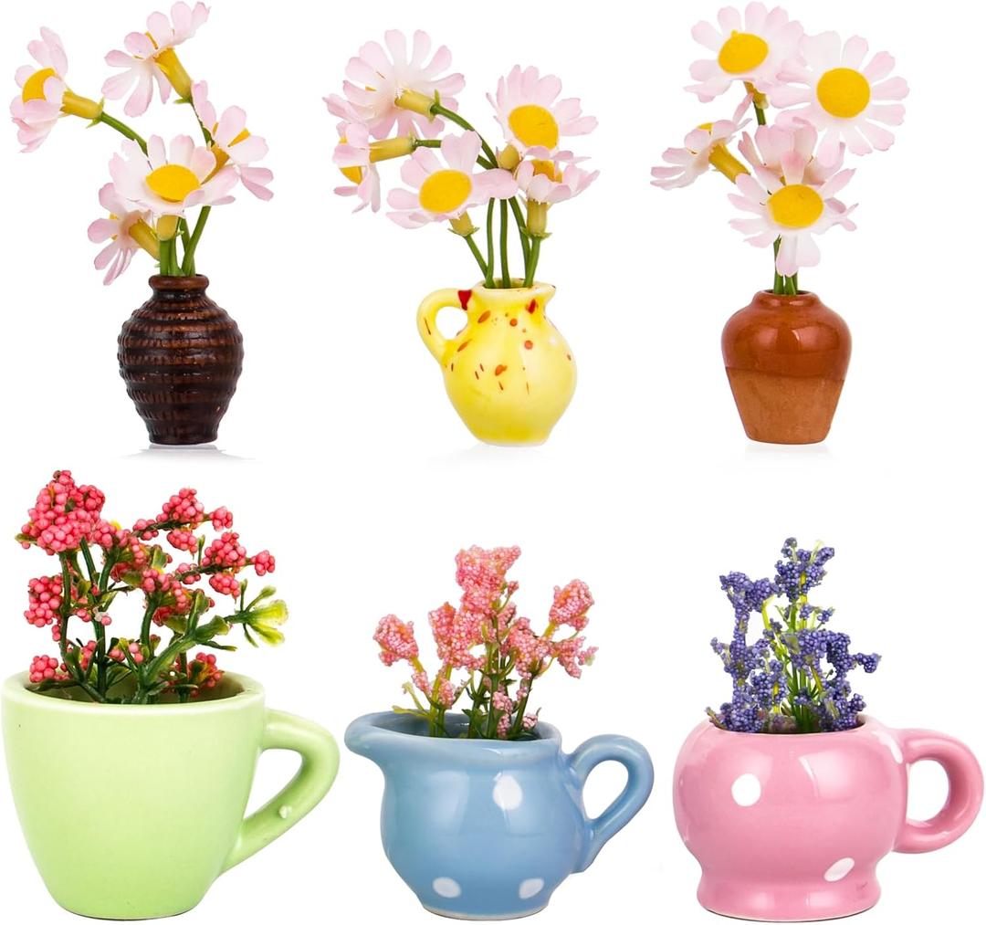 Mini Ceramic Vase Fridge Magnets, Cute Vase Refrigerator Magnets, Tiny 3D Plant Ceramic for Refrigerator, Cute DIY Plants Decor Accessories, Fridge Kitchen Office Decoration