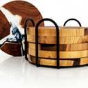 Round Cedar Wood Coasters Set of 6  Epoxy Resin Drink Coasters  Rustic Cup Coasters Perfect for Coffee Cups, Wine Glasses, Beer Pints  Modern Coaster Set with Cedar Scent  6 pcs