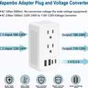 Mapambo 2000W 220V to 110V Voltage Converter US to Europe, Converter for European Travel for Hair Dryer, Power Converter Adapter Combo with 2 Type C 2 USB A (White)