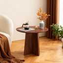 Wood Coffee End Table, Round Side Tables Living Room, Small End Tables for Small Spaces, Sofa, Bedroom, Bedside, Corner, Office, Nursery, Wooden Circle Side Table, Rustic Walnut 19.7 x 17.7 in