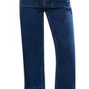 GRAPENT Wide Leg Jeans for Women Trendy High Waisted Straight Leg Cropped Stretchy Denim Pants with Retro Patch Pockets (Large, Nightfall Blue)