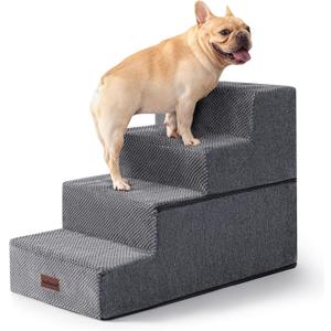 Aodisman Dog Stairs for Bed 18.5" H, 4Step Dog Steps for Small Dogs and Cats, Indoor NonSlip Balanced Pet Stairs are Suitable for Puppy, Older Cat,Gery
