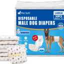 Pet Soft Male Dog Diapers - Disposable Male Dog Wraps Wetness Indicator, Puppy Diapers Male for Excitable Urination or Incontinence, 50pcs Large