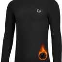 G Gradual Youth Boys Compression Thermal Shirt Long Sleeve Fleece Undershirt for Boy Football Baseball Soccer Base Layer(Black, L)