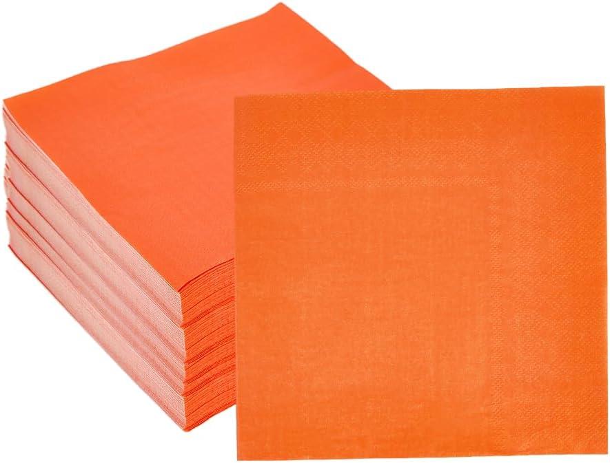 Ottin Solid Orange Paper Dinner Napkins 6.5'' Disposable Luncheon Napkins 100 Count for Birthday Wedding Party Everyday Lunch Dinner Event Mother's Day Father's Day