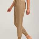 Soothfeel Women's Joggers with Zipper Pockets Lightweight Running Gym Travel Casual Workout Athletic Joggers Pants for Women Dark Khaki (Beige, M)